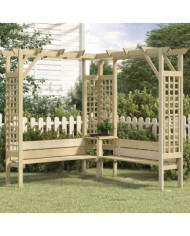 Pergola d'angle avec banc Bois de pin imprégné | Mobilier & Déco