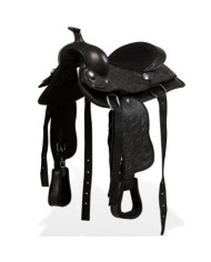 Selle, bridon et col de poitrine Cuir véritable 13 po Noir | Mobilier & Déco