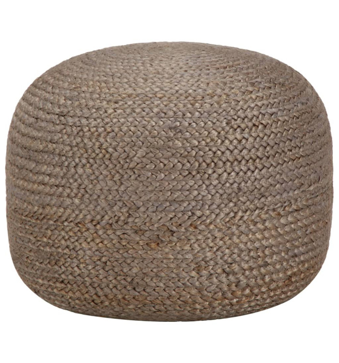 Pouf fait à la main Gris clair 45 x 30 cm Jute | Mobilier & Déco