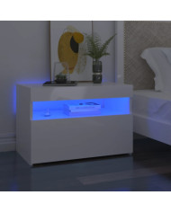 Tables de chevet lumières LED 2 pcs blanc brillant 60x35x40 cm | Mobilier & Déco