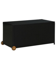 Boîte de rangement de jardin noir 120x65x61 cm résine tressée | Mobilier & Déco