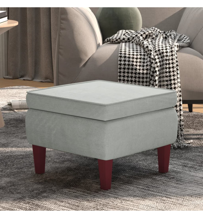 Tabouret avec pieds en bois Gris clair Velours | Mobilier & Déco