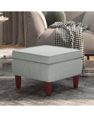 Tabouret avec pieds en bois Gris clair Velours | Mobilier & Déco