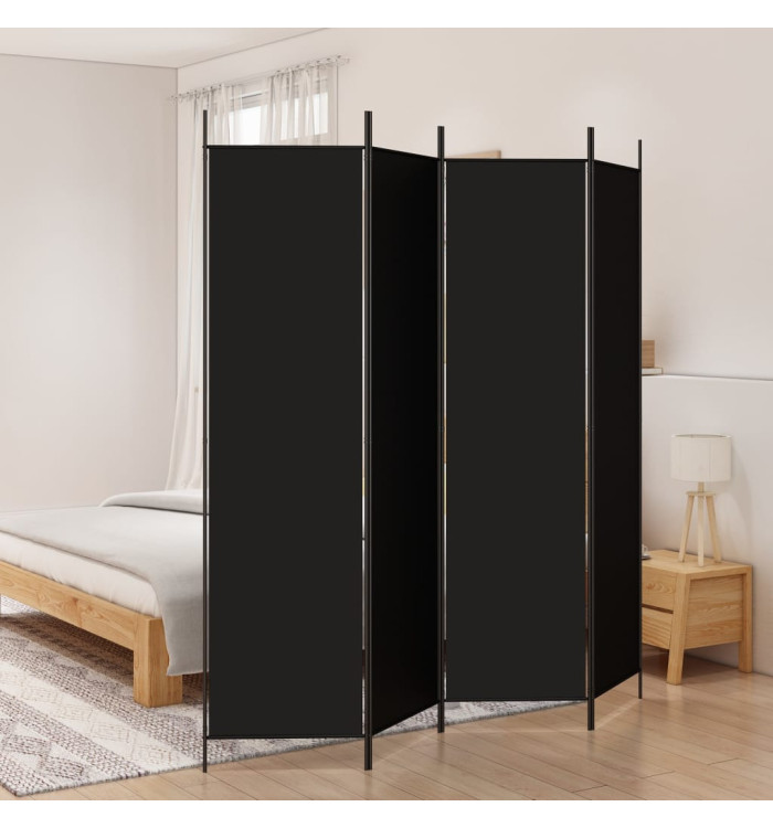 Cloison de séparation 4 panneaux Noir 200x200 cm Tissu | Mobilier & Déco