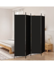 Cloison de séparation 4 panneaux Noir 200x200 cm Tissu | Mobilier & Déco