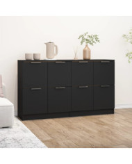 Buffets 2 pcs Noir 60x30x70 cm Bois d'ingénierie | Mobilier & Déco
