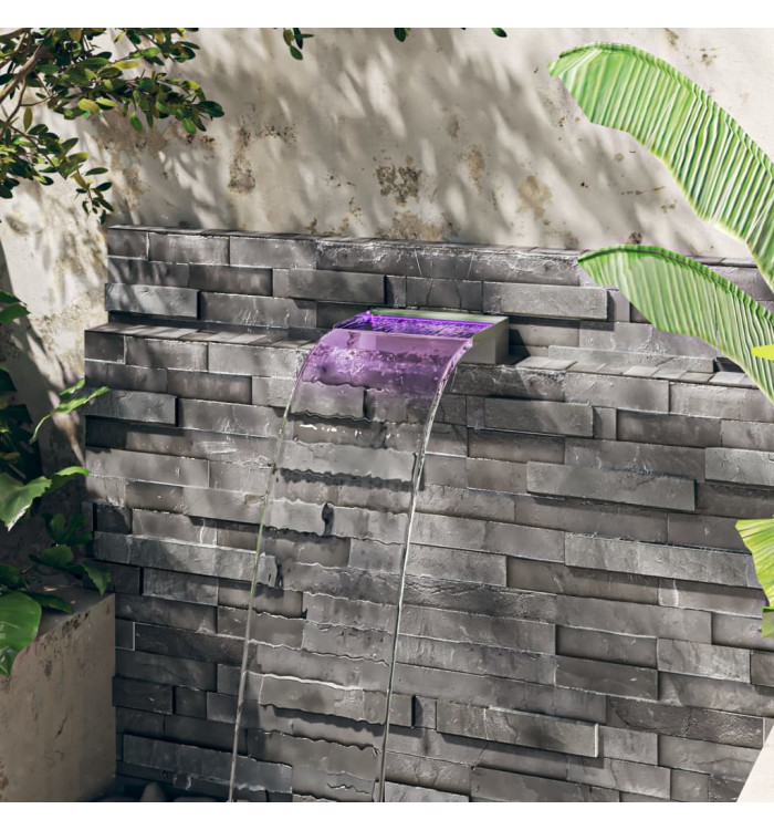 Déversoir pour cascade avec LED RVB Inox 30 cm | Mobilier & Déco