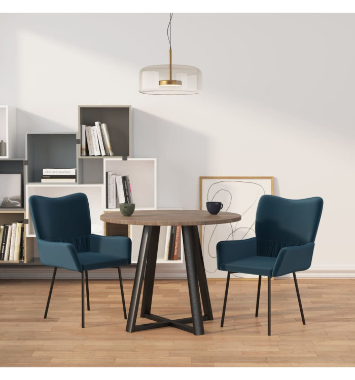 Chaises à manger lot de 2 Bleu Velours | Mobilier & Déco