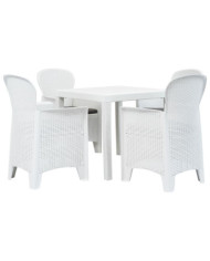 Ensemble à manger d'extérieur 5pcs Plastique Blanc Aspect rotin | Mobilier & Déco