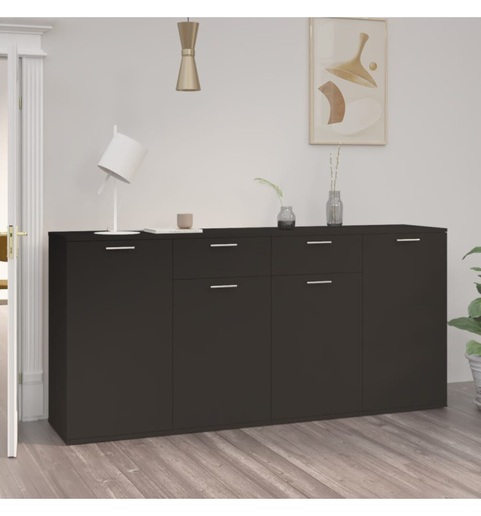Buffet Noir 160x36x75 cm Bois d'ingénierie | Mobilier & Déco