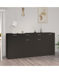 Buffet Noir 160x36x75 cm Bois d'ingénierie | Mobilier & Déco