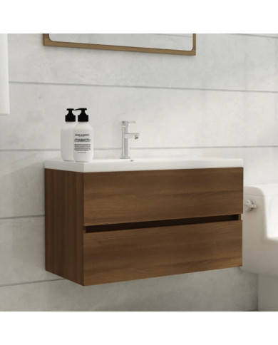 Armoire d'évier Chêne marron 80x38,5x45 cm Bois d'ingénierie | Mobilier & Déco