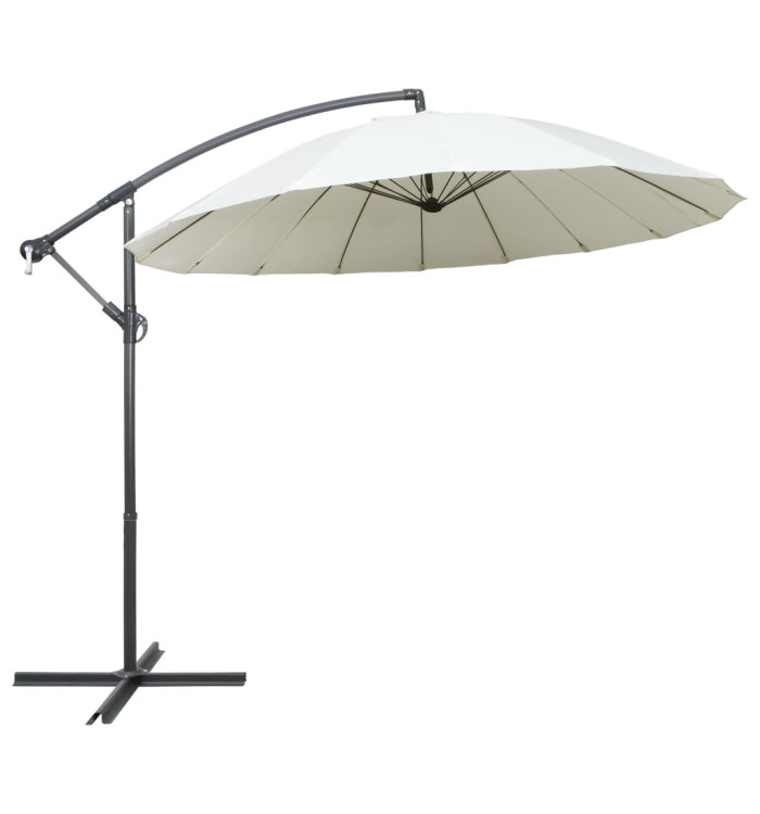 Parasol suspendu avec poteau en aluminium Blanc 3 m | Mobilier & Déco