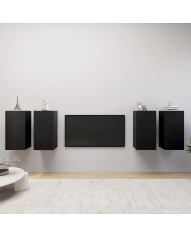 Meubles TV 4 pcs Noir 30,5x30x60 cm Bois d'ingénierie | Mobilier & Déco