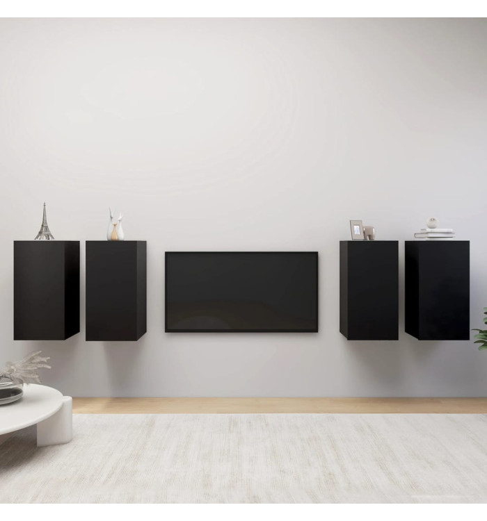 Meubles TV 4 pcs Noir 30,5x30x60 cm Bois d'ingénierie | Mobilier & Déco