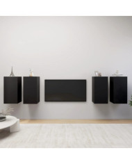 Meubles TV 4 pcs Noir 30,5x30x60 cm Bois d'ingénierie | Mobilier & Déco