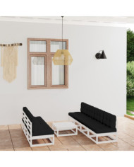 Salon de jardin 8 pcs avec coussins Bois de pin massif | Mobilier & Déco