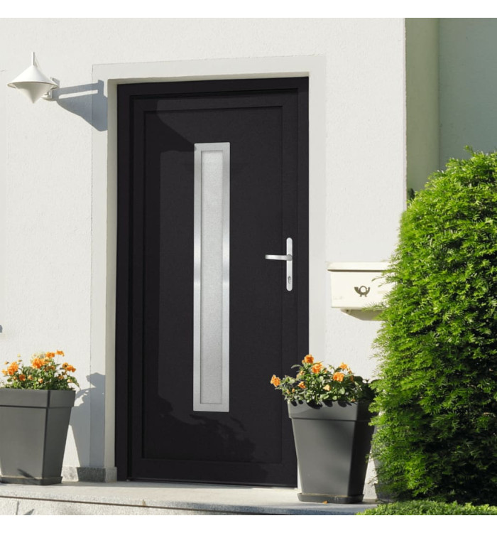 Porte d'entrée anthracite 88x200 cm PVC | Mobilier & Déco