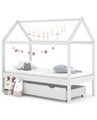 Cadre de lit enfant avec tiroir blanc bois pin massif 80x160 cm | Mobilier & Déco