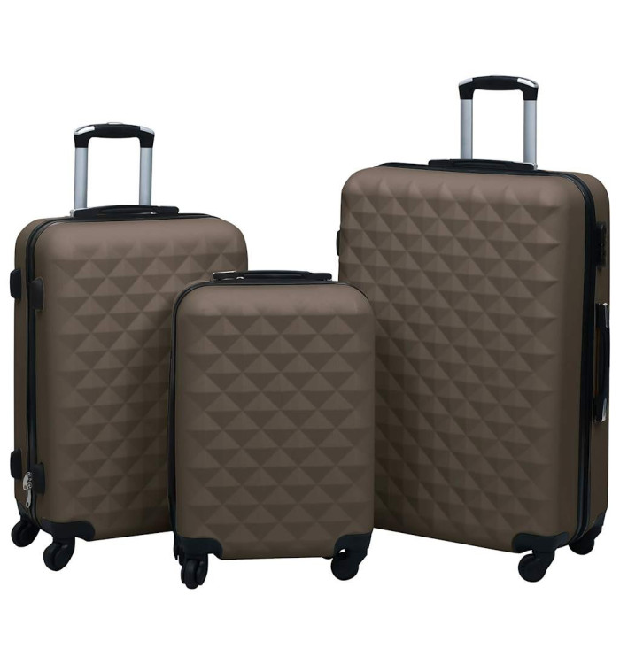 Ensemble de valises rigides 3 pcs Marron ABS | Mobilier & Déco