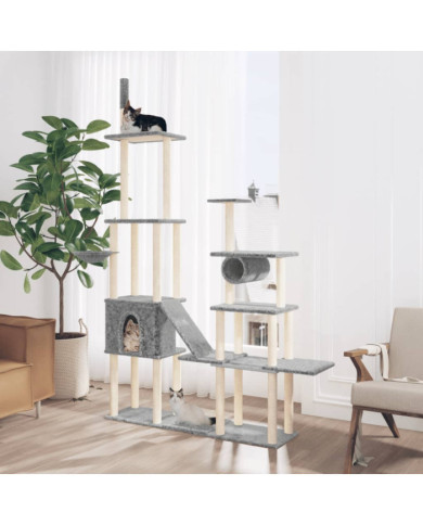 Arbre à chat avec griffoirs en sisal Gris clair 279 cm | Mobilier & Déco