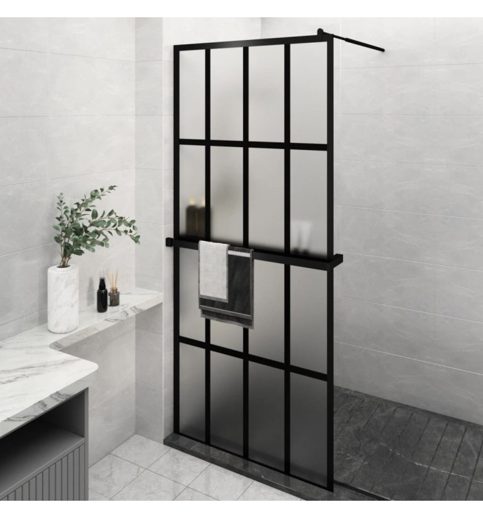 Paroi de douche avec étagère Noir 90x195 cm Verre ESGetAluminium | Mobilier & Déco