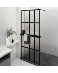 Paroi de douche avec étagère Noir 90x195 cm Verre ESGetAluminium | Mobilier & Déco