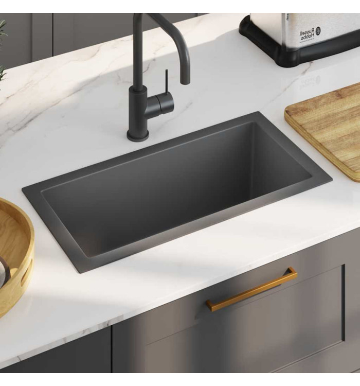 Évier de cuisine fait main Noir Acier inoxydable | Mobilier & Déco