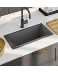 Évier de cuisine fait main Noir Acier inoxydable | Mobilier & Déco