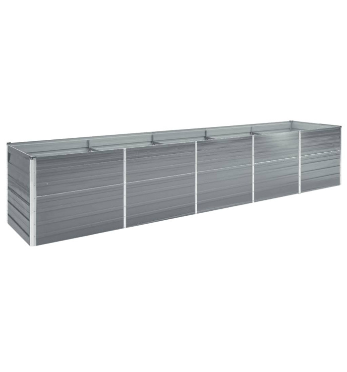 Lit surélevé de jardin Acier galvanisé 400x80x45 cm Gris | Mobilier & Déco