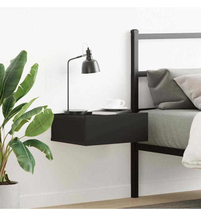 Table de chevet flottante noir 40x30x15 cm Bois d'ingénierie | Mobilier & Déco