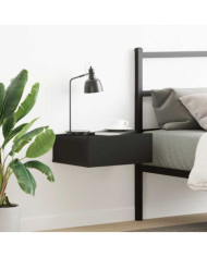 Table de chevet flottante noir 40x30x15 cm Bois d'ingénierie | Mobilier & Déco