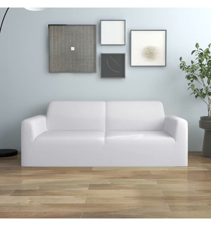 Housse extensible de canapé 2 places Blanc Jersey de polyester | Mobilier & Déco