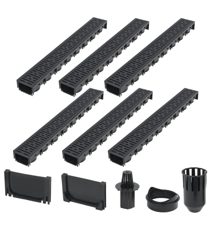 Canaux de drainage 6 pcs Plastique 6 m | Mobilier & Déco