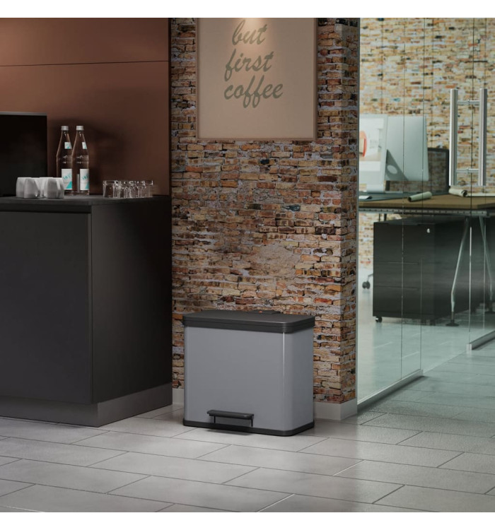 Hailo Poubelle à pédale Oko Trio Plus Taille L 3x9 L Argenté 0633-220 | Mobilier & Déco