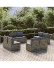 Canapés centraux de jardin 8 pcs Gris 57x57x56 cm Poly rotin | Mobilier & Déco