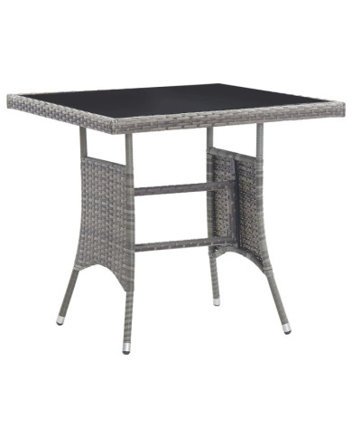 Table de jardin gris 80x80x74 cm résine tressée | Mobilier & Déco