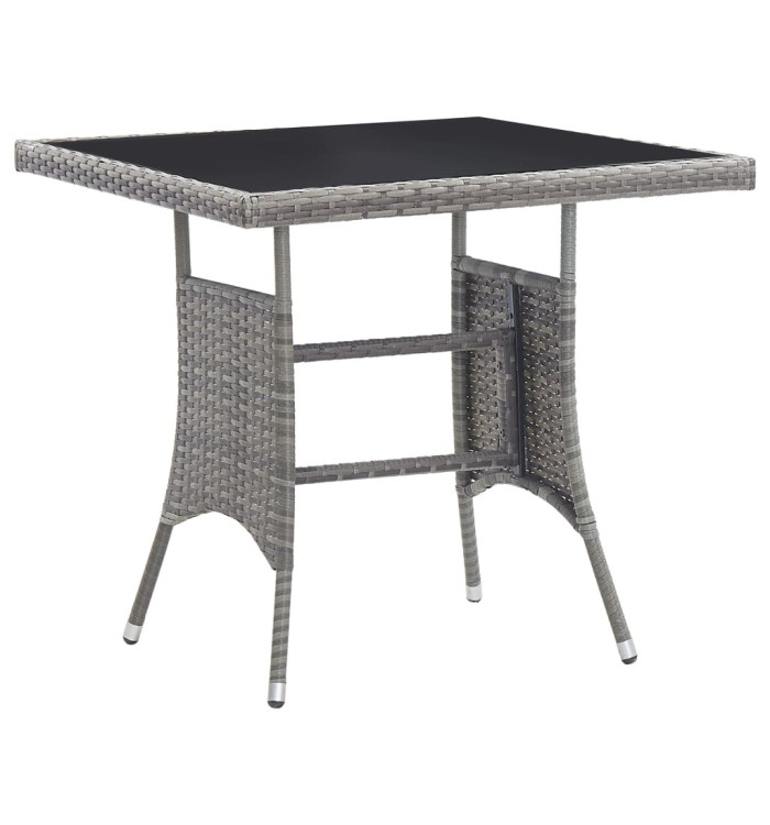 Table de jardin gris 80x80x74 cm résine tressée | Mobilier & Déco