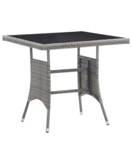 Table de jardin gris 80x80x74 cm résine tressée | Mobilier & Déco