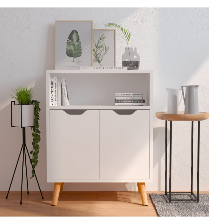Buffet blanc brillant 60x30x72 cm bois d'ingénierie | Mobilier & Déco