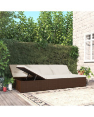 Transat convertible avec coussins Résine tressée Marron | Mobilier & Déco