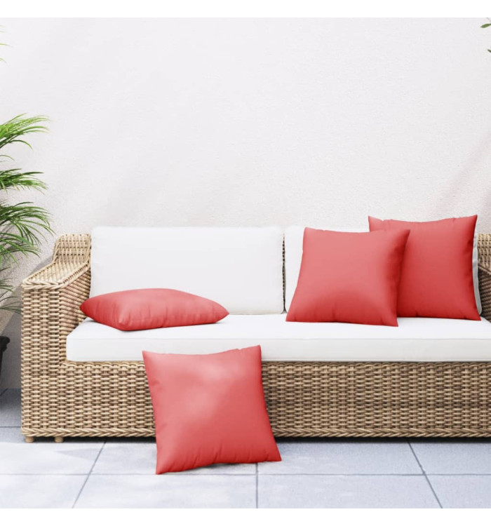 Coussins de canapé lot de 4 rouge 60x60 cm tissu | Mobilier & Déco