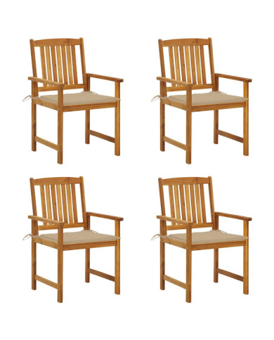 Chaises de jardin avec coussins lot de 4 Bois d'acacia massif | Mobilier & Déco