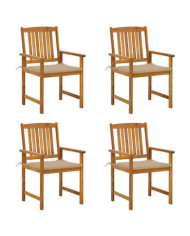 Chaises de jardin avec coussins lot de 4 Bois d'acacia massif | Mobilier & Déco