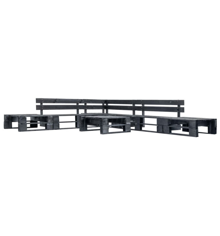 Canapés de jardin palette 6 pcs noir bois | Mobilier & Déco