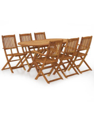 Ensemble à manger d'extérieur pliable 7pcs Bois d'acacia solide | Mobilier & Déco