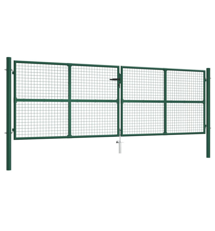 Portail en treillis de jardin acier 390x125 cm vert | Mobilier & Déco