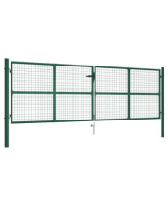 Portail en treillis de jardin acier 390x125 cm vert | Mobilier & Déco