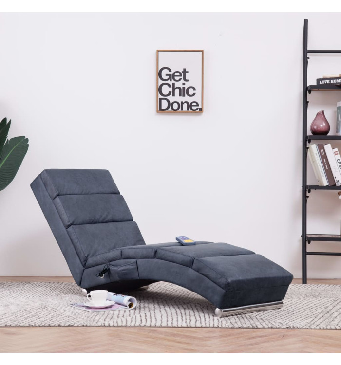 Chaise longue de longue Gris Similicuir daim | Mobilier & Déco