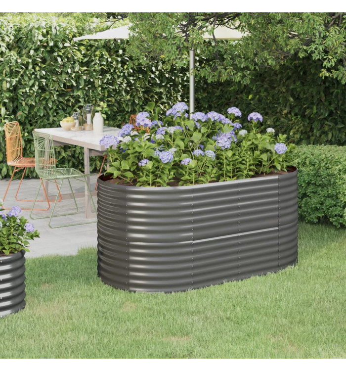 Lit surélevé de jardin Acier enduit de poudre 152x80x68 cm gris | Mobilier & Déco